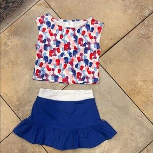 Street Tennis Club Girls 2 pic Set Blue Ruffle Skirt/pants,size 8 M Like New
